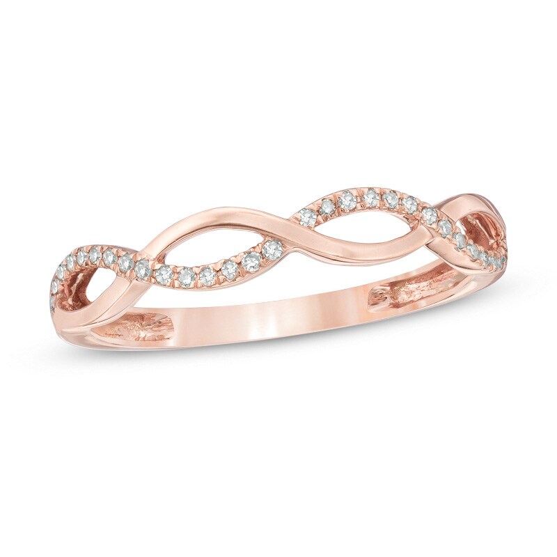 1/10 CT. T.W. Diamond Loose Braid Anniversary Band in 10K Rose Gold