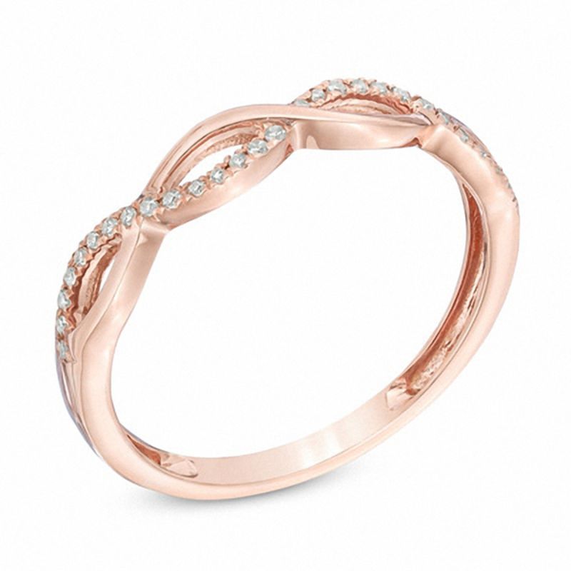 1/10 CT. T.W. Diamond Loose Braid Anniversary Band in 10K Rose Gold