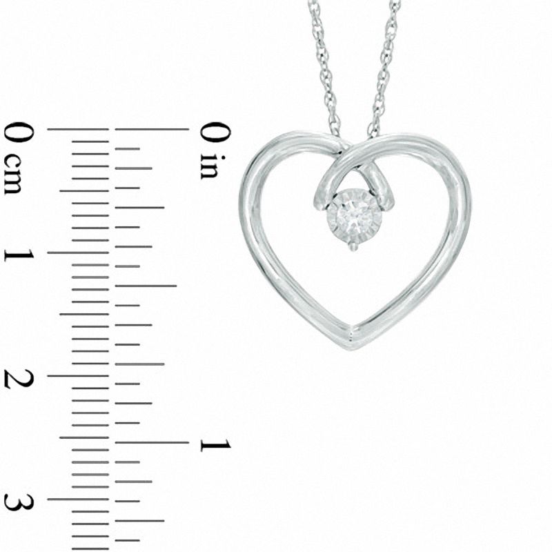 Main Image 2 of 1/8 CT. Diamond Solitaire Heart Pendant in 10K White Gold