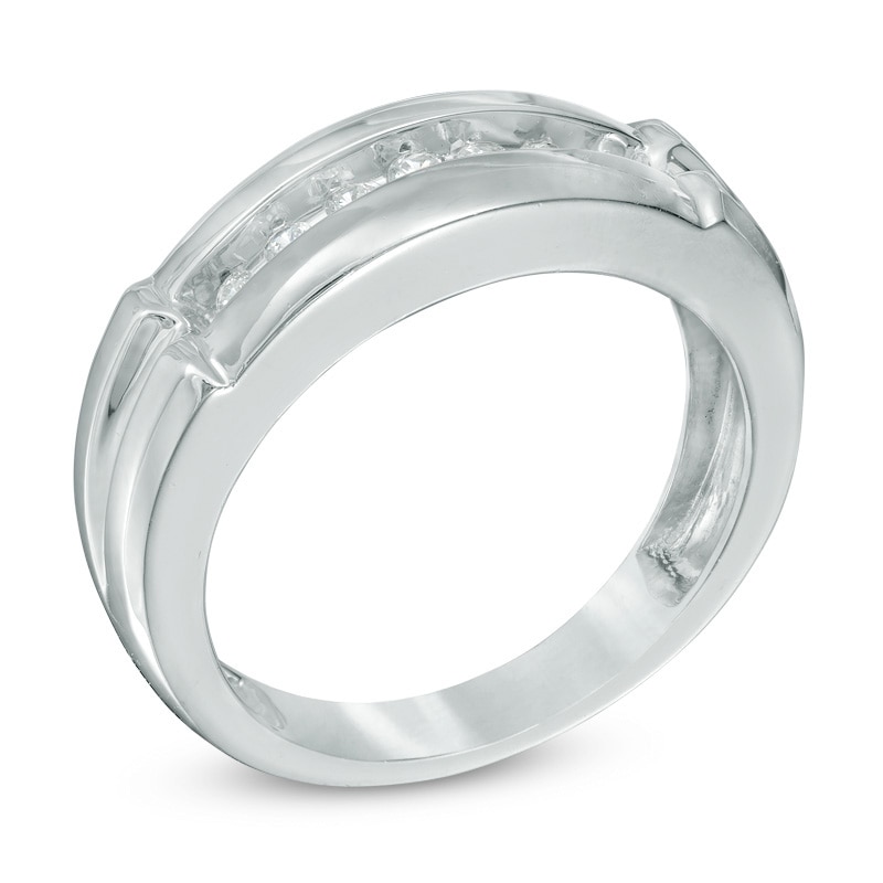 Main Image 3 of 3/4 CT. T.W. Quad Princess-Cut Diamond Trio Bridal Set in 14K White Gold - Size 7 and 10