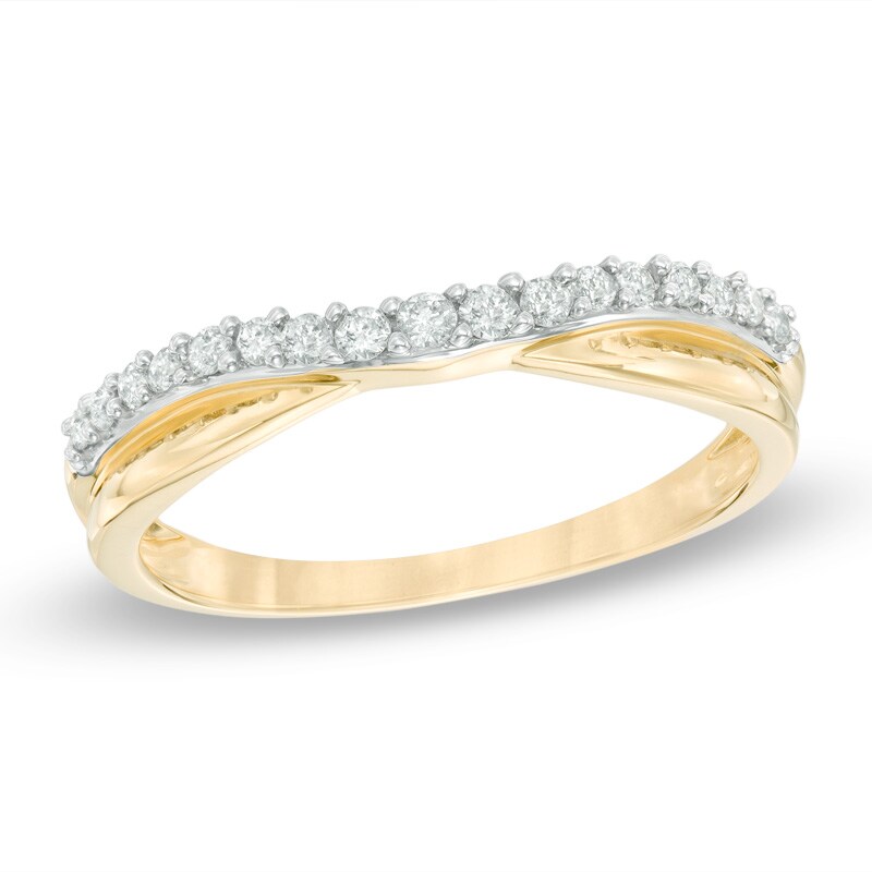 1/5 CT. T.W. Diamond Twist Contour Wedding Band in 14K Gold