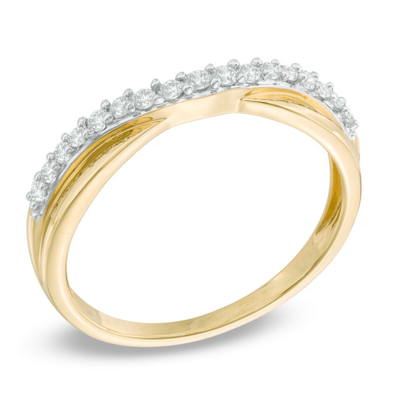 1/5 CT. T.W. Diamond Twist Contour Wedding Band in 14K Gold