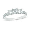 1 CT. T.W. Princess-Cut Diamond Past Present Future® Engagement Ring in 14K White Gold