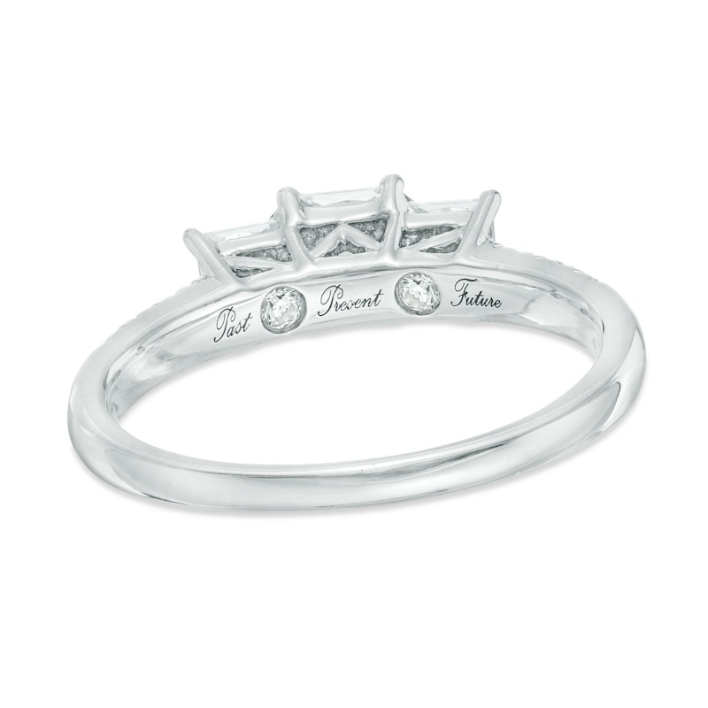 1 CT. T.W. Princess-Cut Diamond Past Present Future® Engagement Ring in 14K White Gold