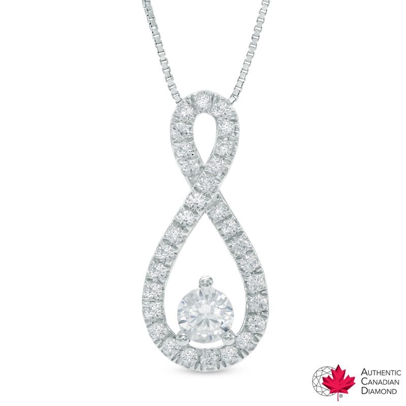 Main Image 1 of 1/2 CT. T.W. Certified Canadian Diamond Infinity Pendant in 14K White Gold (I/I2)