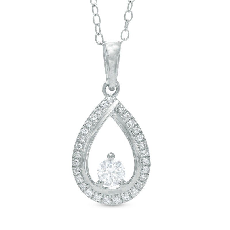 1/3 CT. T.W. Certified Canadian Diamond Teardrop Pendant in 14K White Gold (I/I2)