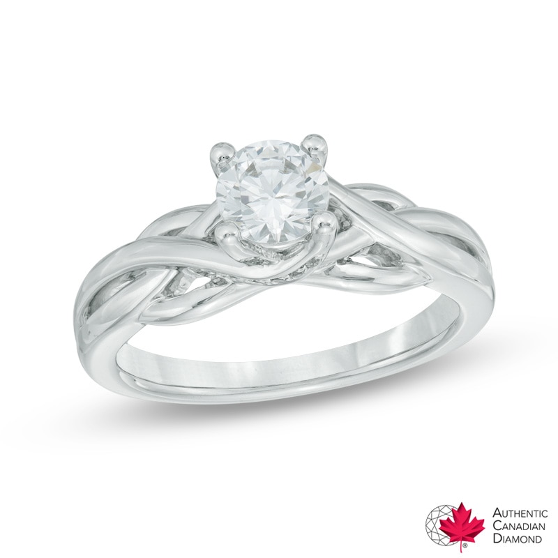 3/4 CT. T.W. Certified Canadian Diamond Layered Criss-Cross Engagement Ring in 14K White Gold (I/I1)
