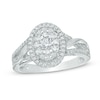 Thumbnail Image 0 of 1/2 CT. T.W. Oval Composite Diamond Frame Engagement Ring in 10K White Gold