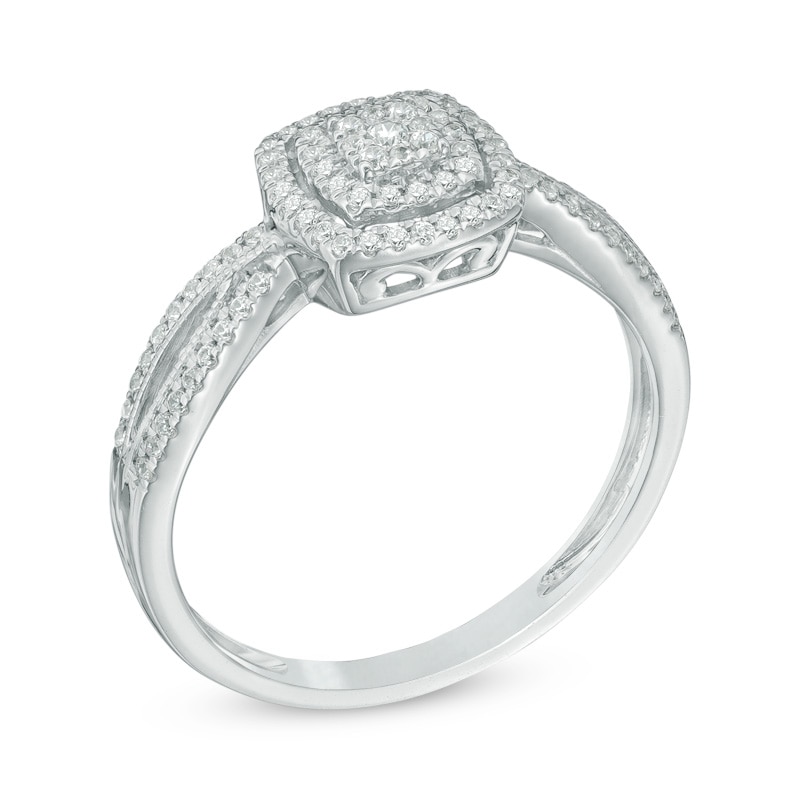 1/5 CT. T.W. Composite Diamond Frame Promise Ring in 10K White Gold