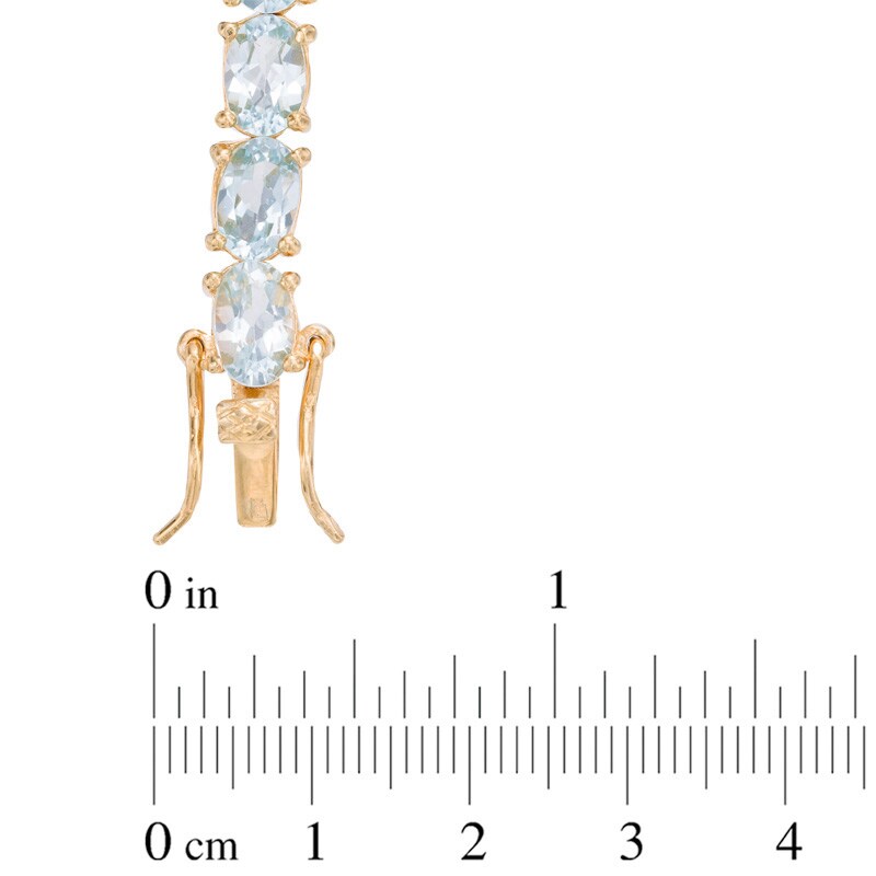 Main Image 2 of Oval Blue Topaz Fashion Bracelet in Sterling Silver and 18K Gold Plate - 7.5"
