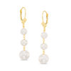 Thumbnail Image 1 of 5.0-8.0mm Freshwater Cultured Pearl Graduating Triple Drop Earrings in 14K Gold