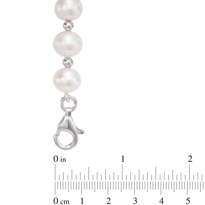 Main Image 2 of 7.5-8.0mm Freshwater Cultured Pearl Strand Bracelet in Sterling Silver-7.5"