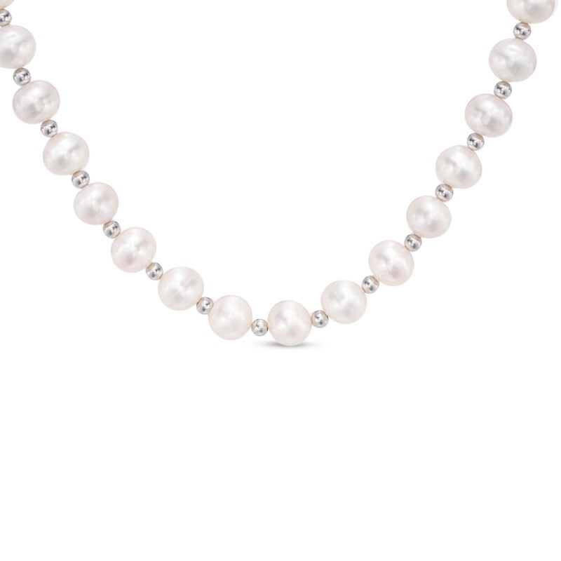 Main Image 1 of 7.5-8.0mm Freshwater Cultured Pearl Strand Necklace in Sterling Silver