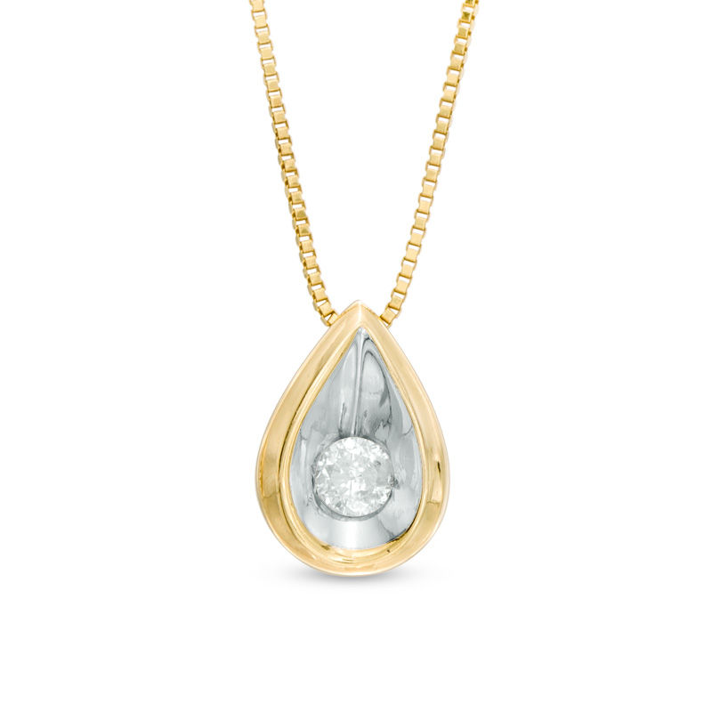 1/10 CT. Diamond Solitaire TeardropShaped Pendant in Sterling Silver