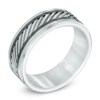 Thumbnail Image 1 of Men's 8.0mm Two-Tone Cobalt Slant Groove Comfort Fit Wedding Band - Size 10