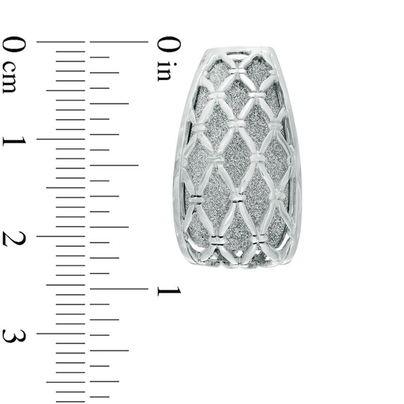 Glitter Basket Weave Patterned Hoop Earrings in Sterling Silver
