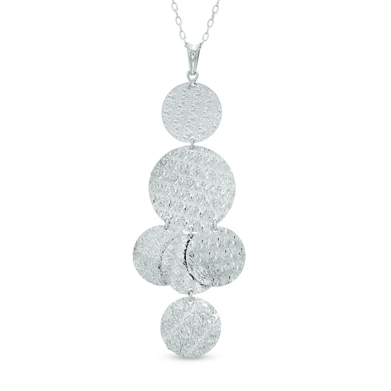 Main Image 1 of Graduated Disk Drop Pendant in Sterling Silver