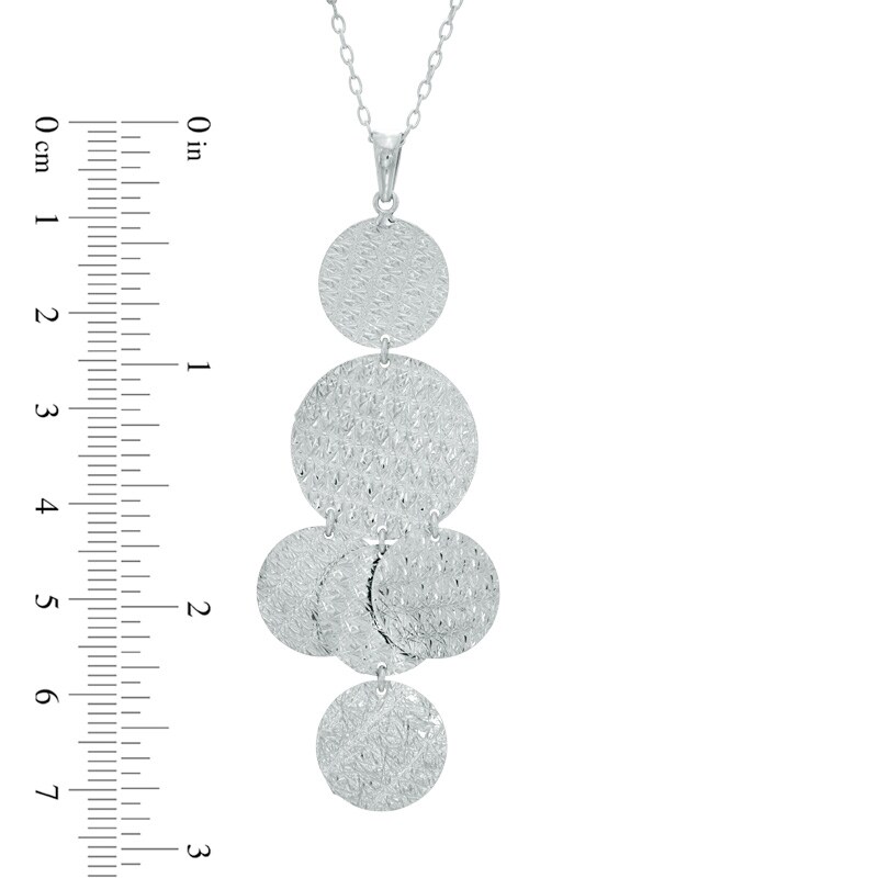 Main Image 2 of Graduated Disk Drop Pendant in Sterling Silver