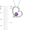 Thumbnail Image 1 of 6.0mm Heart-Shaped Amethyst and Lab-Created White Sapphire Tilted Heart Pendant in Sterling Silver