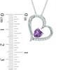 Thumbnail Image 2 of 6.0mm Heart-Shaped Amethyst and Lab-Created White Sapphire Tilted Heart Pendant in Sterling Silver