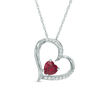 Thumbnail Image 1 of 6.0mm Heart-Shaped Lab-Created Ruby and White Sapphire Tilted Heart Pendant in Sterling Silver