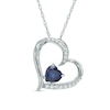 Thumbnail Image 0 of 6.0mm Heart-Shaped Lab-Created Blue and White Sapphire Tilted Heart Pendant in Sterling Silver