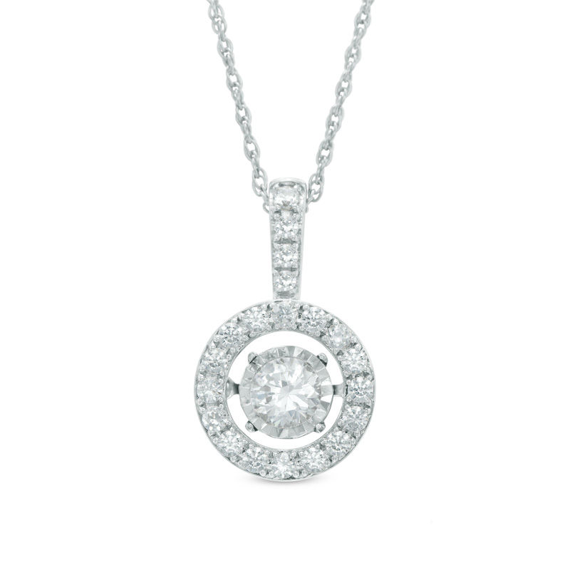 Main Image 1 of 5/8 CT. T.W. Diamond Circle Pendant in 14K White Gold