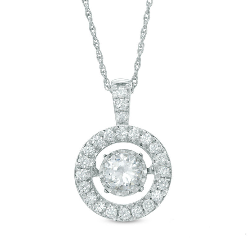 Main Image 1 of 7/8 CT. T.W. Diamond Circle Pendant in 14K White Gold