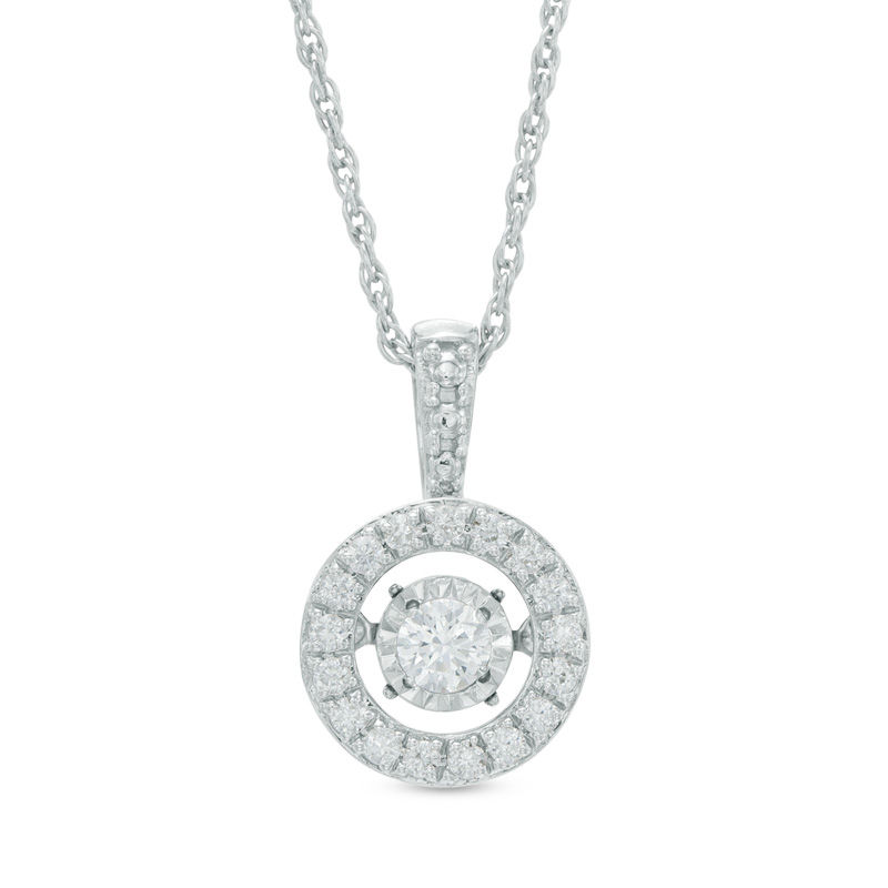 Main Image 1 of 1/6 CT. T.W. Diamond Circle Pendant in Sterling Silver