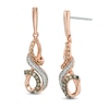 Thumbnail Image 0 of 1/4 CT. T.W. Champagne and White Diamond Looping Drop Earrings in 10K Rose Gold