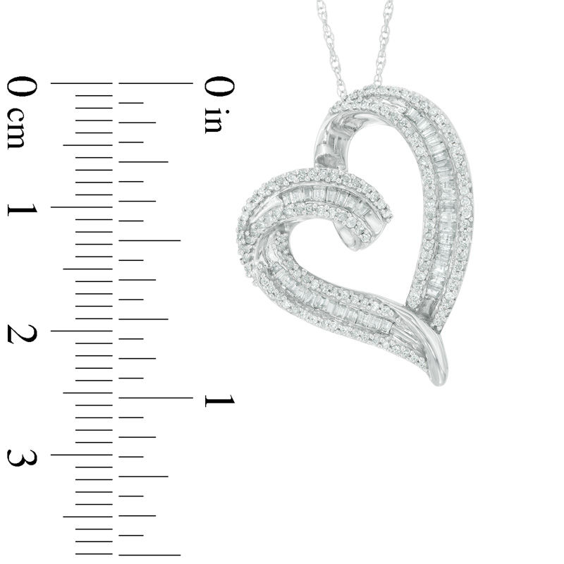Main Image 2 of 1/2 CT. T.W. Diamond Looping Tilted Heart Pendant in 10K White Gold