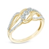 Thumbnail Image 2 of 1/5 CT. T.W. Composite Diamond Three Stone Bypass Ring in 10K Gold