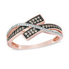 Thumbnail Image 1 of 1/4 CT. T.W. Champagne and White Diamond Bypass Ring in 10K Rose Gold