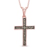 Thumbnail Image 1 of 1/10 CT. T.W. Champagne Diamond Cross Pendant in 10K Rose Gold