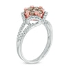 Thumbnail Image 1 of 1-1/4 CT. T.W. Champagne and White Diamond Cluster Frame Split Shank Ring in 14K Two-Tone Gold