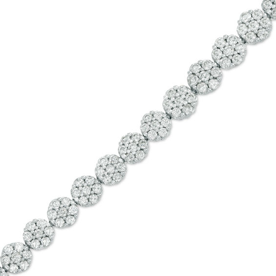 5 CT. T.W. Diamond Flower Cluster Bracelet in 14K White Gold