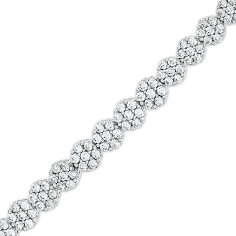 Jay Feder 18K White Gold Diamond Heart Cluster Station Bracelet
