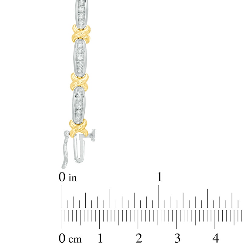 Main Image 2 of 1 CT. T.W. Diamond "X" Bracelet in 10K Two-Tone Gold