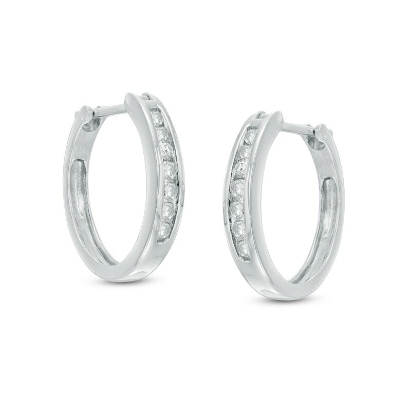 1 4 Ct T W Diamond Channel Set Hoop Earrings In 14k White Gold Zales Outlet 1 4 Ct T W Diamond Channel Set Hoop Earrings In 14k White Gold Zales Outlet