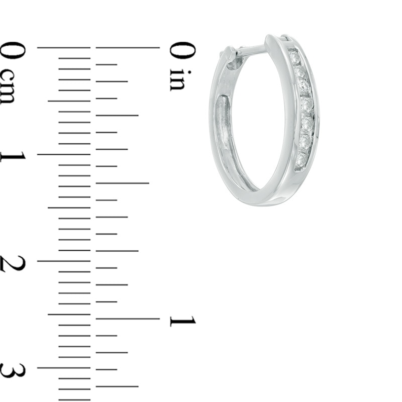 Main Image 2 of 1/4 CT. T.W. Diamond Channel-Set Hoop Earrings in 14K White Gold