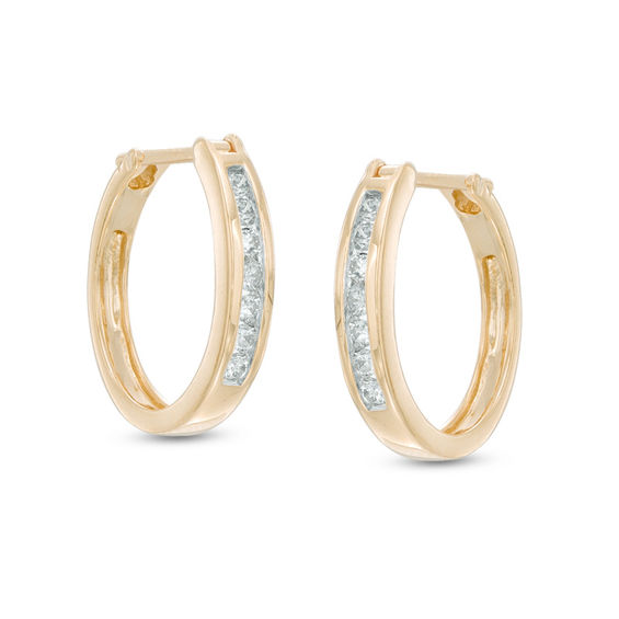 1/4 CT. T.W. Diamond ChannelSet Hoop Earrings in 14K Gold Diamond Earrings Earrings Zales