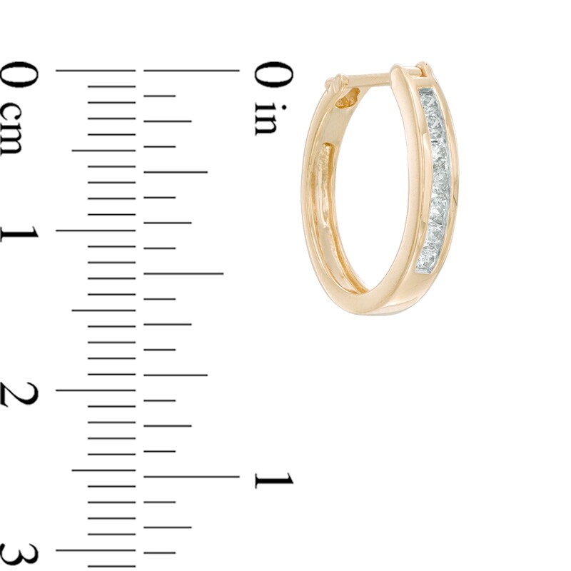 Main Image 2 of 1/4 CT. T.W. Diamond Channel-Set Hoop Earrings in 14K Gold