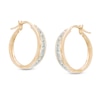Thumbnail Image 1 of 1/2 CT. T.W. Diamond Channel-Set Oval Hoop Earrings in 14K Gold