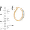 Thumbnail Image 2 of 1/2 CT. T.W. Diamond Channel-Set Oval Hoop Earrings in 14K Gold