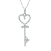 Thumbnail Image 1 of 1/8 CT. T.W. Diamond Heart-Top Key Pendant in 10K White Gold