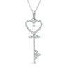 Thumbnail Image 0 of 1/8 CT. T.W. Diamond Heart-Top Key Pendant in 10K White Gold