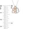 Thumbnail Image 2 of 1/10 CT. T.W. Diamond Tilted Triple Heart Pendant in 10K Tri-Tone Gold