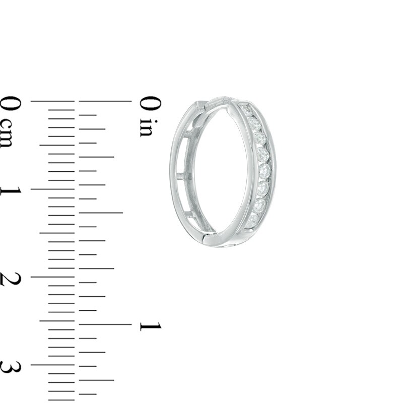 Main Image 2 of 1/2 CT. T.W. Diamond Huggie Hoop Earrings in 10K White Gold
