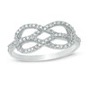 Thumbnail Image 1 of 1/4 CT. T.W. Diamond Infinity Knot Ring in 10K White Gold