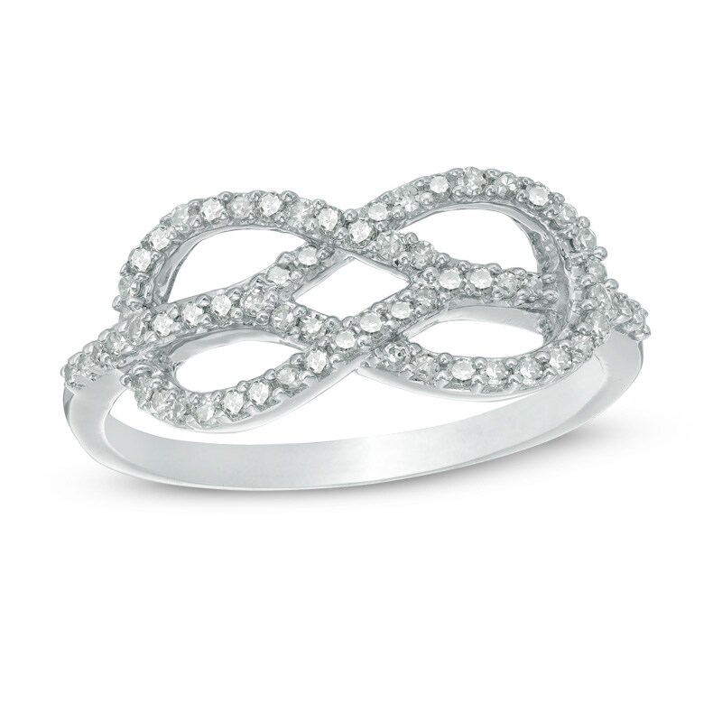 1/4 CT. T.W. Diamond Infinity Knot Ring in 10K White Gold